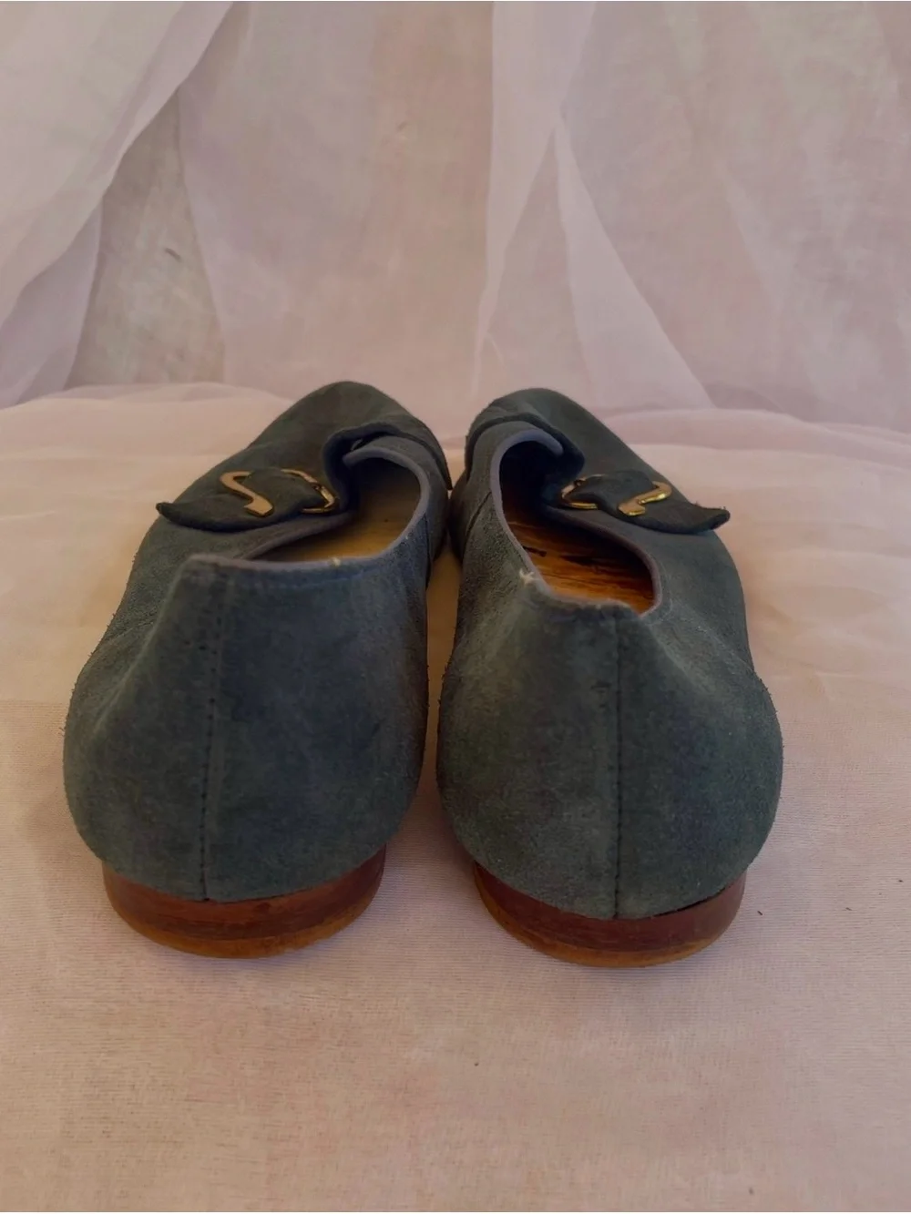 Vintage Blue Suede Flats with Matching Purse set! Sz. 7.5